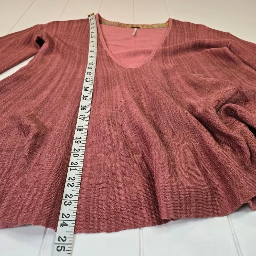 Free People Sundae Bell Sleeve Flowy Sweater Rose Pink Size XS Linen Cotton Boho